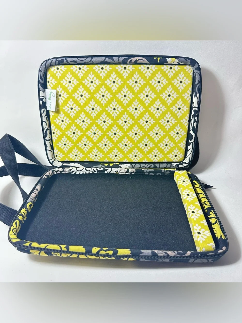 Vera Baroque Hardshell iPad Laptop Bag Black Grey White Yellow Chartreuse 12 x 9